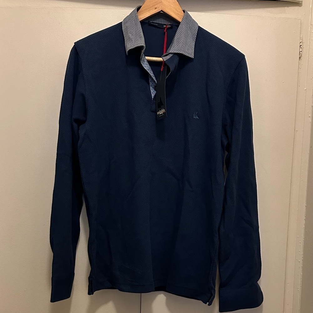 Classic Navy Long Sleeve Polo for Men